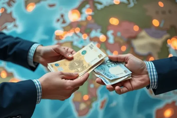 Illustration de différents moyens de paiements, incluant cartes bancaires, portefeuilles électroniques et espèces, représentant les options de transactions modernes.