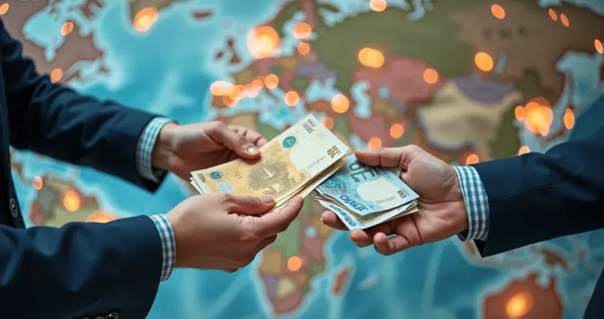Illustration de différents moyens de paiements, incluant cartes bancaires, portefeuilles électroniques et espèces, représentant les options de transactions modernes.